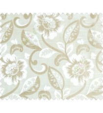 Large flowers and leaves dark beige silver brown main curtain